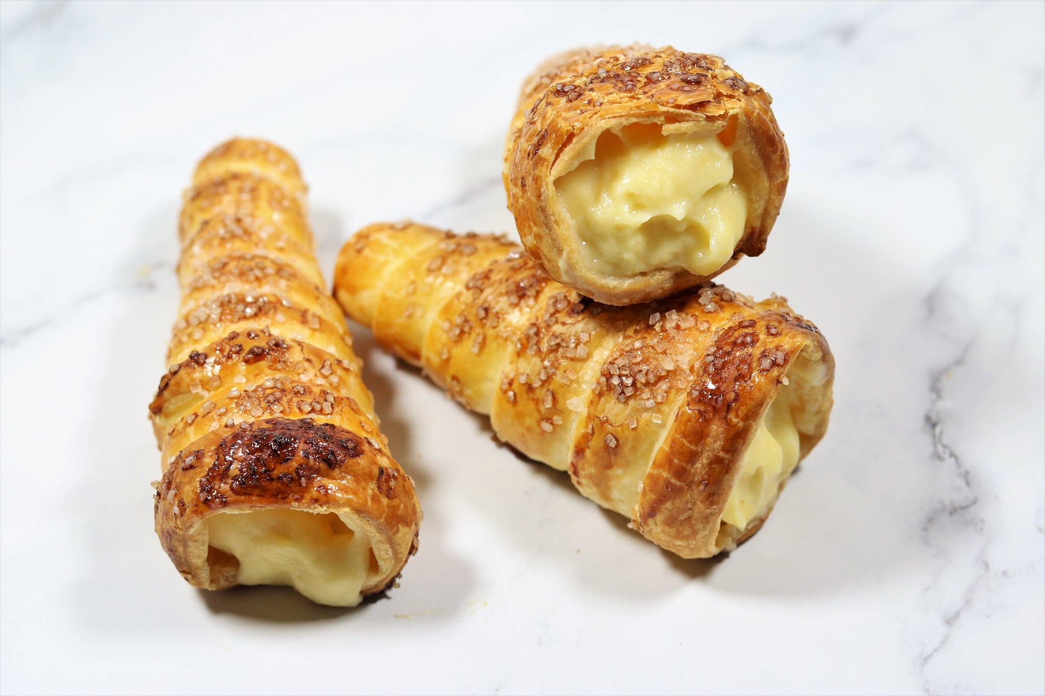 Golden filled pastries
